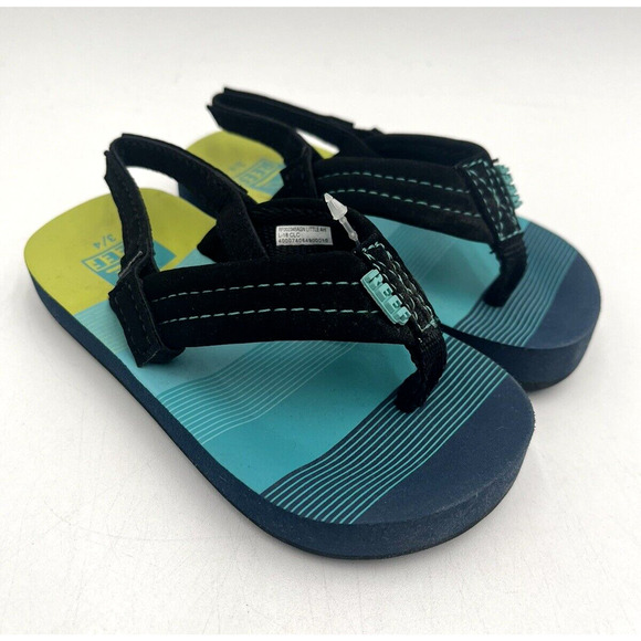 NEW Reef LITTLE AHI Unisex Kids' Flip Flop Aqua Green US Size 3-4 No Box - Picture 1 of 10